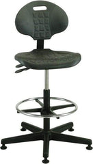 Bevco - 21 to 31" High Adjustable Height Swivel Stool - 27" Wide x 27" Deep, Polyurethane Seat, Black - Exact Industrial Supply