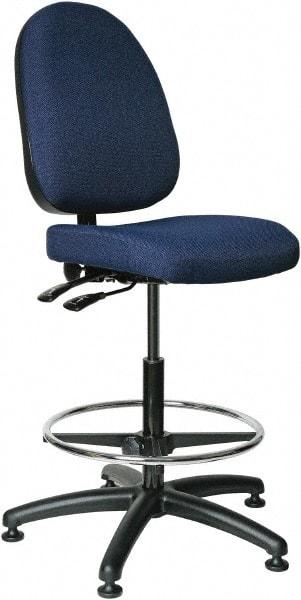 Bevco - 24 to 34" High Adjustable Height Swivel Stool - 27" Wide x 27" Deep, 100% Olefin Seat, Navy - Exact Industrial Supply