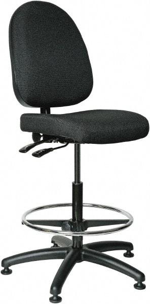 Bevco - 24 to 34" High Adjustable Height Swivel Stool - 27" Wide x 27" Deep, 100% Olefin Seat, Black - Exact Industrial Supply