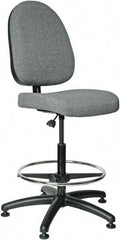 Bevco - 24 to 34" High Adjustable Height Swivel Stool - 27" Wide x 27" Deep, 100% Olefin Seat, Gray - Exact Industrial Supply