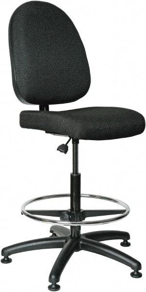 Bevco - 24 to 34" High Adjustable Height Swivel Stool - 27" Wide x 27" Deep, 100% Olefin Seat, Black - Exact Industrial Supply