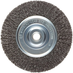 ‎Vortec Pro 6″ Medium Face Crimped Wire Wheel, .014″ Steel Fill, 5/8″-1/2″ Arbor Hole, Retail Pack - Exact Industrial Supply