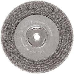 ‎Vortec Pro 4″ Narrow Face Crimped Wire Wheel, .014″ Steel Fill, 5/8″-11 UNC Nut, Retail Pack - Exact Industrial Supply