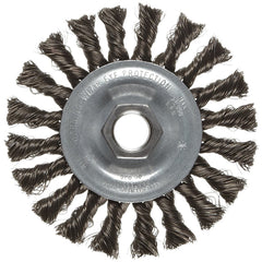 ‎Vortec Pro 4″ Knot Wire Wheel, Standard Twist, .014″ Steel Fill, 5/8″-11 UNC Nut, Retail Pack - Exact Industrial Supply