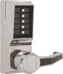 Kaba Access - Combination Entry Lever Lockset - 2-3/4" Back Set, No Cylinder, Zamak3, Satin Chrome Finish - Exact Industrial Supply