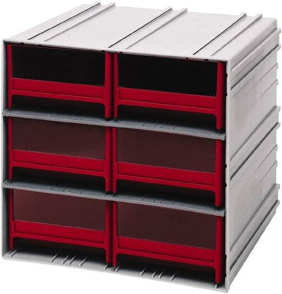 Quantum Storage - 6 Drawer, 6 Compartment, Small Parts Drawer Cabinet System - 11-3/8" Deep x 11-3/4" Wide x 11" High - Exact Industrial Supply