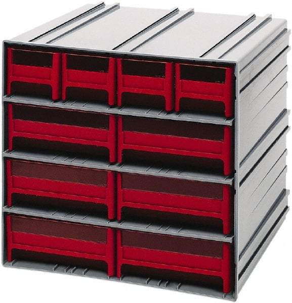 Quantum Storage - 10 Drawer, 10 Compartment, Small Parts Drawer Cabinet System - 11-3/4" Deep x 11-3/4" Wide x 11" High - Exact Industrial Supply