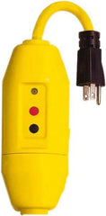 Tower - 1 Outlet, 125 Volt, 15 Amp, Yellow, Load Side User Attachable Inline GFCI - 1-15P NEMA Configuration, cUL, UL File E174279 - Exact Industrial Supply