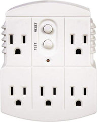 Tower - 5 Outlets, 125 Volt, 15 Amp, White, GFCI 5b Outlet Adapter - 5-15P, 5-15R NEMA Configuration, cUL, UL File E174279 - Exact Industrial Supply