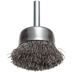 Vortec Pro 2″ Crimped Wire Cup Brush, .0118″ Steel Fill, 1/4″ Stem, Retail Pack - Exact Industrial Supply