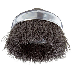 ‎Vortec Pro 3″ Crimped Wire Cup Brush, .014″ Steel Fill, 5/8″-11 UNC Nut, Retail Pack - Exact Industrial Supply