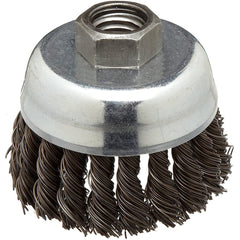 ‎Vortec Pro 2-3/4″ Knot Wire Cup Brush, .020″ Steel Fill, M10x1.25 Nut, Retail Pack - Exact Industrial Supply