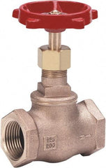 Milwaukee Valve - 1" Pipe, Threaded (NPT) Ends, Bronze Integral Globe Valve - Bronze Disc, Threaded Bonnet, 200 psi WOG, 125 psi WSP, Class 125 - Exact Industrial Supply