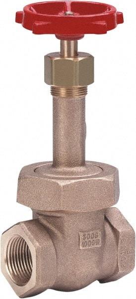 Milwaukee Valve - 1" Pipe, Class 300, Threaded (NPT) Bronze Solid Wedge Gate Valve - 1,000 WOG, 300 WSP, Union Bonnet, For Use with Water, Oil & Gas - Exact Industrial Supply