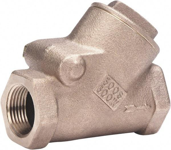 Milwaukee Valve - 2" Bronze Check Valve - Check Valve, Threaded (NPT), 600 WOG - Exact Industrial Supply