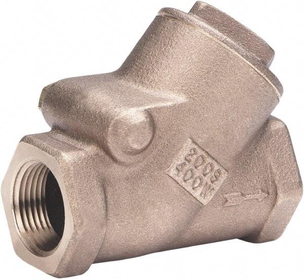 Milwaukee Valve - 1-1/4" Bronze Check Valve - Check Valve, Threaded (NPT), 400 WOG - Exact Industrial Supply