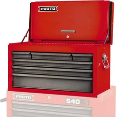 Proto - 6 Drawer Top Tool Chest - 27" Wide x 12" Deep x 15" High, Steel, Gray - Exact Industrial Supply