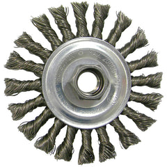 ‎Vortec Pro 4″ Knot Wire Wheel, Cable Twist, .020″ Steel Fill, 5/8″-11 UNC Nut, Retail Pack - Exact Industrial Supply