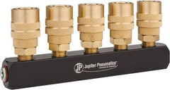Value Collection - 1/4" Inlet, 1/4" Outlet Manifold - 6.1" Long 1 Inlet Port, 5 Outlet Ports - Exact Industrial Supply