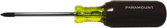 Paramount - #1, Standard Phillips Screwdriver - 3" Blade Length, Round Shank, Acetate with Rubber Grip Handle - Exact Industrial Supply