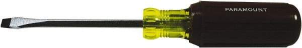 Paramount - 1/4" Blade Width, 8-1/4" OAL Standard Slotted Screwdriver - 4" Blade Length, Square Shank, Acetate with Rubber Grip Handle - Exact Industrial Supply