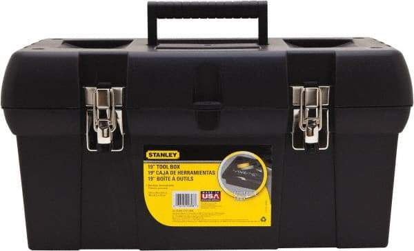 Stanley - Tool Box - 19-19/64" Wide x 9-5/8" Deep x 9-27/32" High, Plastic, Black - Exact Industrial Supply