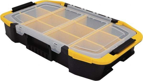 Stanley - 1 Compartment Tool Organizer - 11-1/2" Wide x 19-51/64" Deep x 11" High, Plastic, Black/Yellow with Clear - Exact Industrial Supply