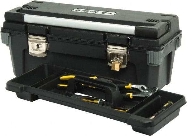 Stanley - Tool Box - 19-5/8" Wide x 10-1/2" Deep x 10-5/16" High, Plastic/Rubber, Black - Exact Industrial Supply
