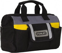 Stanley - Black & Yellow Polyester Tool Bag - 12" Wide x 5" Deep x 10" High - Exact Industrial Supply
