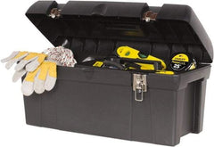 Stanley - 1 Tray Tool Box - 23-5/8" Wide x 11-1/2" Deep x 11-1/8" High, Plastic/Metal, Black - Exact Industrial Supply