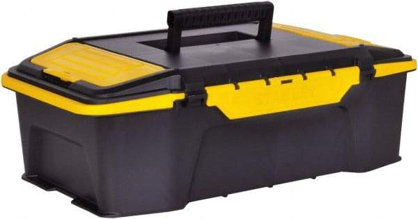 Stanley - 2 Compartment Tool Organizer - 19-7/8" Wide x 12-1/4" Deep x 6-5/8" High, Plastic, Black/Yellow - Exact Industrial Supply
