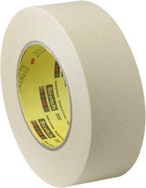 Masking Tape: 36 mm Wide, 60 yd Long, 6.3 mil Thick, Tan Paper, Rubber Adhesive, 27 lb/in Tensile Strength