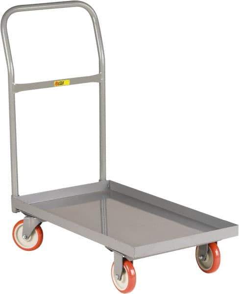 Little Giant - 1,200 Lb Capacity Steel Platform Truck - Steel Deck, 24" OAW, 36" Platform Length, Polyurethane Casters - Exact Industrial Supply