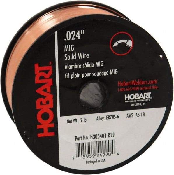 Hobart Welding Products - MIG Welding Wire Industry Specification: ER70S-6 Wire Diameter: 0.02400 (Decimal Inch) - Exact Industrial Supply