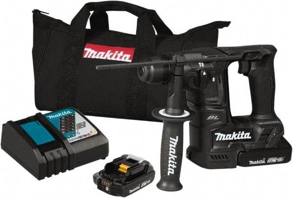 Makita - 18 Volt 11/16" SDS Plus Chuck Cordless Rotary Hammer - 0 to 4,800 BPM, 0 to 680 RPM, Reversible - Exact Industrial Supply