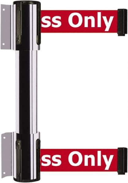 Tensator - 16.64" High x 156" Long x 3" Wide Barrier Dual Line Wall Mount - Steel, Polished Chrome Finish, Polished Chrome, Use with 898 Wall Receiver - Exact Industrial Supply