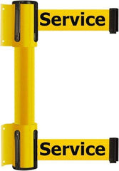 Tensator - 16.64" High x 156" Long x 3" Wide Barrier Dual Line Wall Mount - Steel, Yellow Powdercoat Finish, Yellow, Use with 898 Wall Receiver - Exact Industrial Supply