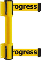 Tensator - 16.64" High x 156" Long x 3" Wide Barrier Dual Line Wall Mount - Steel, Yellow Powdercoat Finish, Yellow, Use with 898 Wall Receiver - Exact Industrial Supply