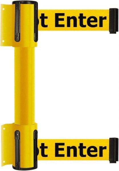 Tensator - 16.64" High x 156" Long x 3" Wide Barrier Dual Line Wall Mount - Steel, Yellow Powdercoat Finish, Yellow, Use with 898 Wall Receiver - Exact Industrial Supply
