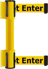 Tensator - 16.64" High x 89" Long x 3" Wide Barrier Dual Line Wall Mount - Steel, Yellow Powdercoat Finish, Yellow, Use with 898 Wall Receiver - Exact Industrial Supply