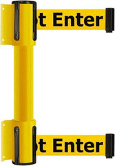 Tensator - 16.64" High x 156" Long x 3" Wide Barrier Dual Line Wall Mount - Steel, Yellow Powdercoat Finish, Yellow, Use with 898 Wall Receiver - Exact Industrial Supply