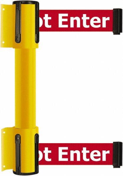 Tensator - 16.64" High x 156" Long x 3" Wide Barrier Dual Line Wall Mount - Steel, Yellow Powdercoat Finish, Yellow, Use with 898 Wall Receiver - Exact Industrial Supply