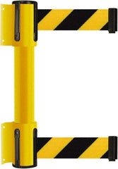 Tensator - 16.64" High x 156" Long x 3" Wide Barrier Dual Line Wall Mount - Steel, Yellow Powdercoat Finish, Yellow, Use with 898 Wall Receiver - Exact Industrial Supply