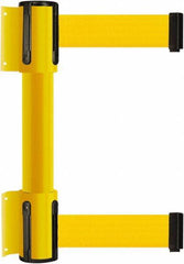Tensator - 16.64" High x 89" Long x 3" Wide Barrier Dual Line Wall Mount - Steel, Yellow Powdercoat Finish, Yellow, Use with 898 Wall Receiver - Exact Industrial Supply