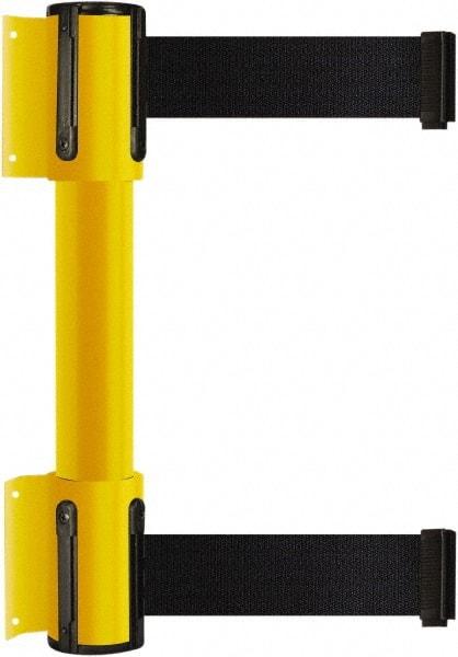 Tensator - 16.64" High x 156" Long x 3" Wide Barrier Dual Line Wall Mount - Steel, Yellow Powdercoat Finish, Yellow, Use with 898 Wall Receiver - Exact Industrial Supply