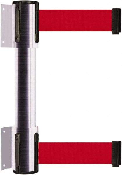 Tensator - 16.64" High x 89" Long x 3" Wide Barrier Dual Line Wall Mount - Steel, Satin Chrome Finish, Satin Chrome, Use with 898 Wall Receiver - Exact Industrial Supply
