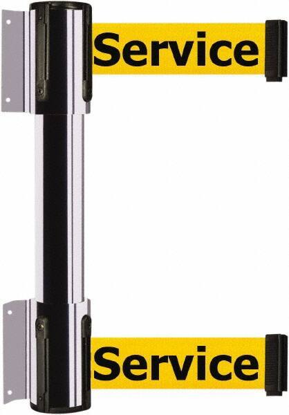 Tensator - 16.64" High x 89" Long x 3" Wide Barrier Dual Line Wall Mount - Steel, Polished Chrome Finish, Polished Chrome, Use with 898 Wall Receiver - Exact Industrial Supply