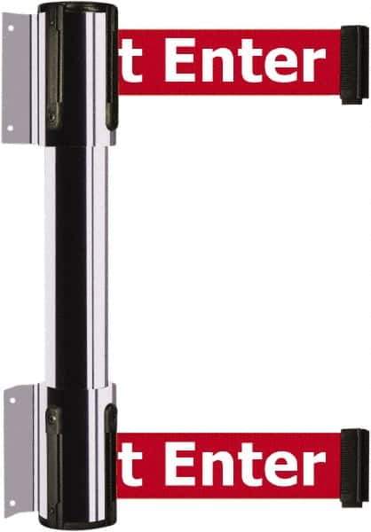 Tensator - 16.64" High x 89" Long x 3" Wide Barrier Dual Line Wall Mount - Steel, Polished Chrome Finish, Polished Chrome, Use with 898 Wall Receiver - Exact Industrial Supply