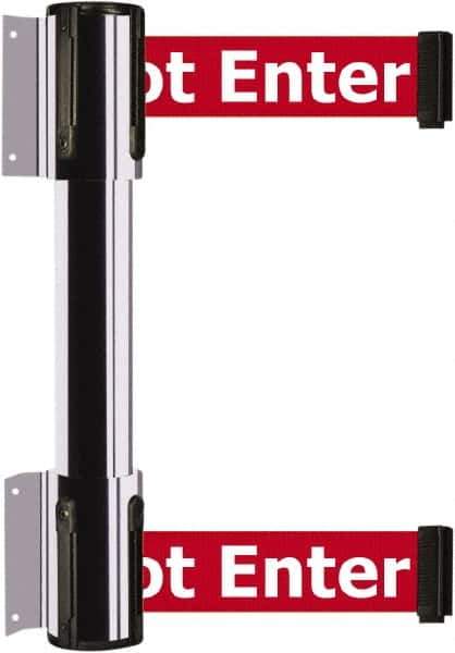 Tensator - 16.64" High x 89" Long x 3" Wide Barrier Dual Line Wall Mount - Steel, Polished Chrome Finish, Polished Chrome, Use with 898 Wall Receiver - Exact Industrial Supply