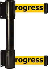 Tensator - 16.64" High x 156" Long x 3" Wide Barrier Dual Line Wall Mount - Steel, Black Powdercoat Finish, Black, Use with 898 Wall Receiver - Exact Industrial Supply